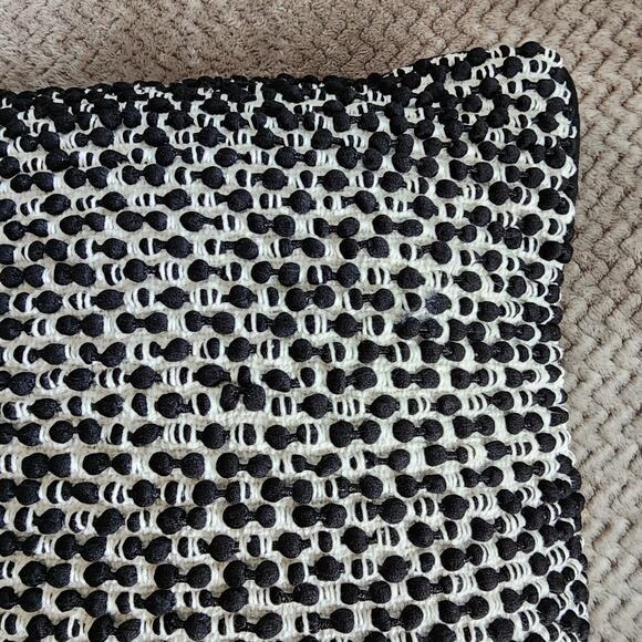 Magnolia Home Ruth Throw Pillow Black White Slub Crochet Bobble Knit 19x19 $70 - Picture 7 of 10